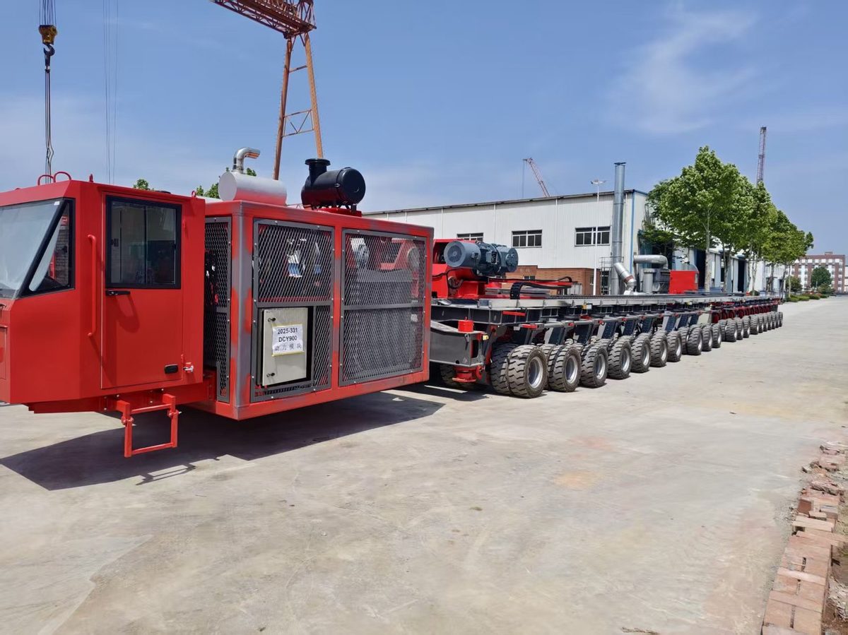 Multi-axle beam carrier — bridge girder transporter — with tyre-pressure monitoring